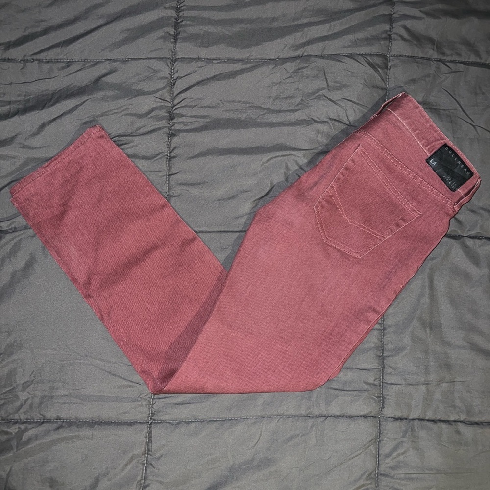 Bullhead washed burgundy skinny jeans 2012